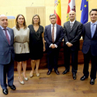 (I a D) El director general de la PAC, Pedro Medina Rebollo; la viceconsejera de Agricultura y directora del ITA, Ana Asenjo; la consejera de Agricultura, Milagros Marcos; el secretario general, Eduardo Cabanillas; el director general de Agropecuaria e In-Ical