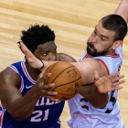 Gasol durante el partido ante los Filadelfia.-EFE
