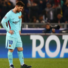 Messi, el día de la fatídica eliminación en Roma que acabó con sus aspiraciones en el premio de la UEFA.-REUTERS / TONY GENTILE