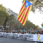 Manifestación por la libertad de Jordi Sànchez, presidente de la ANC, y Jordi Cuixart en Paseo de Gracia en octubre.-/ FERRAN NADEU