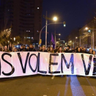 Manifestación contra la violencia machista en Nou Barris, en marzo pasado.-ADRIANA DOMÍNGUEZ