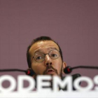 Echenique, en la rueda de prensa posterior a la reunión de la ejecutiva.-EFE / EMILIO NARANJO // EFE / MARISCAL