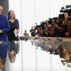 La cancillera Angela Merkel, tras la comparecencia en Berlín.-AP / MARKUS SCHREIBER