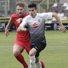 Javi Cantero en acción en el choque frente al Izarra-Santi Otero