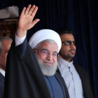 El presidente iraní Hasán Rohaní, anfitrión de la cumbre con el mandatario ruso, Vladimir Putin, y el turco, Recep Tayyip Erdogan.-EFE
