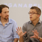 Pablo Iglesias e Íñigo Errejón, este miércoles, durante la presentación de la campaña de Podemos.-AGUSTÍN CATALAN