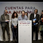Pablo Iglesias, en la rueda de prensa del grupo Unidos Podemos y En Comú Podem, ayer en Madrid.-/ EFE / BALLESTEROS