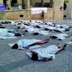 Protesta en Alcañiz contra la violencia machista la semana pasada.-BAJO ARAGÓN FEMINISTA