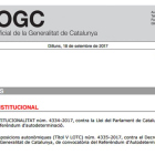 Imagen de la publicación de la suspensión de la ley del referéndum en el DOGC de este lunes.-EL PERIÓDICO