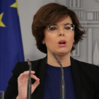 Comparecencia de la vicepresidenta del Gobierno, Soraya Sáenz de Santamaría, el pasado jueves.-JOSE LUIS ROCA