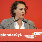 La ministra de Trabajo, Magdalena Valerio, cerró ayer en Burgos el acto de campaña del PSOE en el Fórum.-SANTI OTERO
