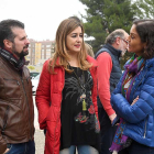 Luis Tudanca y Reyes Maroto apoyaron ayer públicamente la candidatura de Aitana Hernando (centro) a la Alcaldía.-ICAL