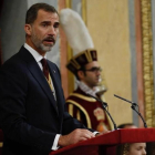 El Rey Felipe VI, acompañado de su familia, ha pronunciado el tradicional discurso con el que se da por inaugurada solemnemente la legislatura-JUAN MANUEL PRATS