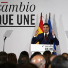 Pedro Sánchez, este miércoles, durante la presentación de la reforma constitucional del PSOE.-JUAN MANUEL PRATS