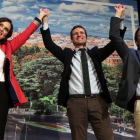 Pablo Casado, durante la presentación de los candidatos del PP a la Comunidad y el Ayuntamiento de Madrid, Isabel Díaz Ayuso y José Luis Martínez-Almeida.-EFE / JUANJO MARTÍN