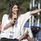 Virginia Raggi en un acto electoral el pasado 3 de junio en Roma.-EFE / MASSIMO PERCOSSI
