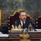 Los tres magistrados del Tribunal Supremo que compusieron la vista del caso Nóos. De izquierda a derecha: Andrés Martínez Arrieta, Manuel Marchena y Miguel Colmenero.-ANGEL DÍAZ (EFE)