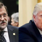 El presidente del Gobierno español, Mariano Rajoy. En la imagen de la derecha, el mandatario estadounidense, Donald Trump-