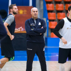 Curro Segura al frente de su primer entrenamiento con el Hereda San Pablo. Tomás Alonso