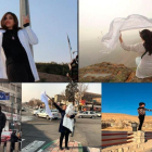 Mujeres iranís se quitan el velo islámico para protestar por su imposición.-TWITTER