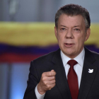 El presidente de Colombia, Juan Manuel Santos, durante su mensaje al país, este miércoles.-REUTERS