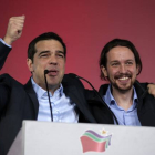 Tsipras e Iglesias el pasado enero.-AP / LEFTERIS PITARAKIS