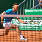 Nadal, durante su partido contra Bautista, en el Principado de Mónaco.-AFP