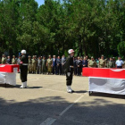 Ceremonia militar con los ataúdes de los dos militares fallecidos esta madrugada en Diyarbakir.-Foto: AP