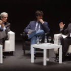 Miguel Zugaza, Antonio Garrigues Walker, Tomás Fernando Flores (moderador), Ángel Gabilondo y José Guirao, de i. a d., en el escenario del Principal-Raúl Ochoa