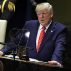 El presidente Donald Trump durante la sesión de la Asamblea General de las Naciones Unidas en Nueva York.-EVAN VUCCI AP