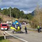 Imagen de los servicios de emergencia en el accidente registrado en Oña. @112cyl