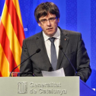 El president Carles Puigdemont, tras la rueda de prensa que ha ofrecido tras la reunión del Consejo Ejecutivo.-FERRAN SENDRA