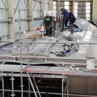 Un momento de la construcción del Río Arlanza en este astillero, especializado en buques de aluminio.-ECB