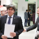 Puigdemont y Comín, hoy en el Parlamento Europeo.-AFP / ARIS OIKONOMOU