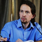 Pablo Iglesias, en una rueda de prensa de Podemos.-Foto: AGUSTÍN CATALÁN