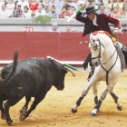 El rejoneador Óscar Borjas durante una corrida de toros de la temporada en Burgos.-ECB