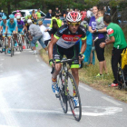 David Belda durante las ascensión a Las Lagunas en la Vuelta a Burgos 2015.-RICARDO ORDÓÑEZ