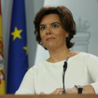 Soraya Sáenz de Santamaría comparece ante la prensa tras el Consejo de Ministros.-DAVID CASTRO