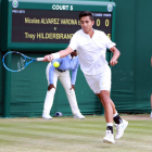 Nicolás Álvarez durante el partido que jugó en individual.-@ZUBITENNIS