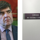 Fernando Gómez y la puerta de su despacho.-ISRAEL L. MURILLO