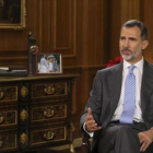 El rey Felipe VI, durante una intervención televisada.-EFE / BALLESTEROS