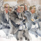 Dibujo de Strauss-Kahn durante el juicio en Lille.-Foto: AFP / BENOIT PEYRUCQ