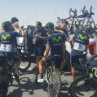 El equipo Movistar realiza su primer entrenamiento en suelo catarí.-MOVISTAR TEAM