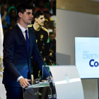 Thibaut Courtois, en la presentación como nuevo futbolista del Madrid-JAVIER SORIANO (AFP)