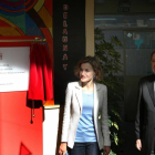 La Reina Letizia, junto al presidente de la Junta, Juan Vicente Herrera (D) en su al visita el Colegio de Educación Infantil y Primaria Marqués de Santillana de la capital palentina donde preside la apertura oficial del curso escolar 2015/2016-Ical