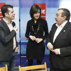 Durante su visita a Miranda, Luis Tudanca estuvo arropado por Aitana Hernando y Fernando Campo.-Ricardo Ordóñez (Ical)