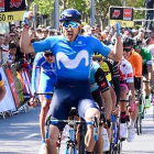 Carlos Barbero entra victorioso en la meta de La Castellana.-