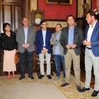 Los concejales Mar Arnaiz, Óscar González, Daniel de la Rosa y David Jurado con sus homólogos vallisoletanos.-ECB