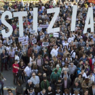 Manifestación en Pamplona, este domingo, en contra del juicio contra los acusados por agredir a dos guardias civiles en Alsasua.-VILLAR LÓPEZ (EFE)