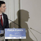 El secretario general del PSOE, Pedro Sánchez, este jueves, 2 de octubre, en un desayuno informativo en Madrid.-Foto: EFE / FERNANDO ALVARADO
